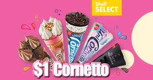 Featured image for (EXPIRED) $1 Cornetto Ice Cream (U.P. $2.40) at participating Shell Select stores till 31 Dec 2020