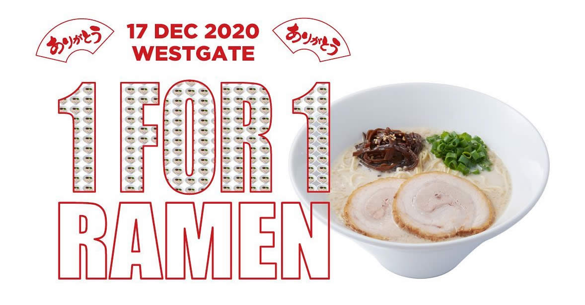 Featured image for Ippudo Westgate: 1-For-1 on ALL Ramen on 17 December 2020