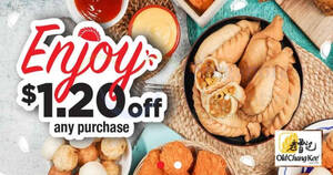 Featured image for Old Chang Kee: Enjoy $1.20 off your purchase at all outlets island-wide till 16 Jan 2021
