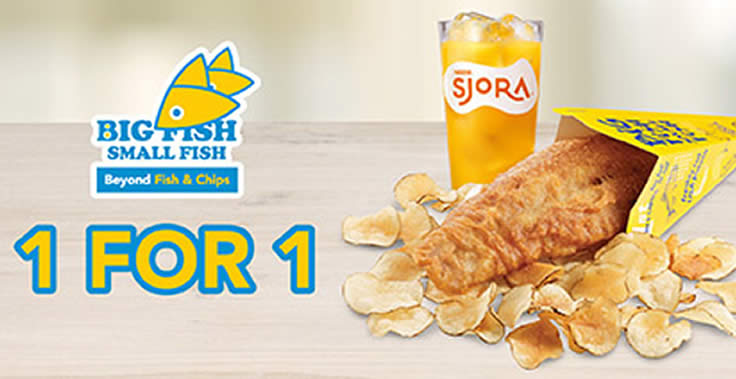 Featured image for Big Fish Small Fish: Flash this image to enjoy 1 For 1 Fish & Crisps Set till 28 Feb 2021