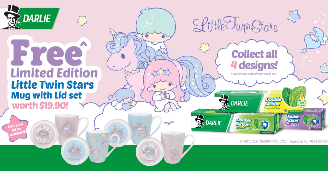 Featured image for Darlie: Free Limited Edition Little Twin Stars Mugs with purchase of Darlie Double Action Toothpaste triple packs