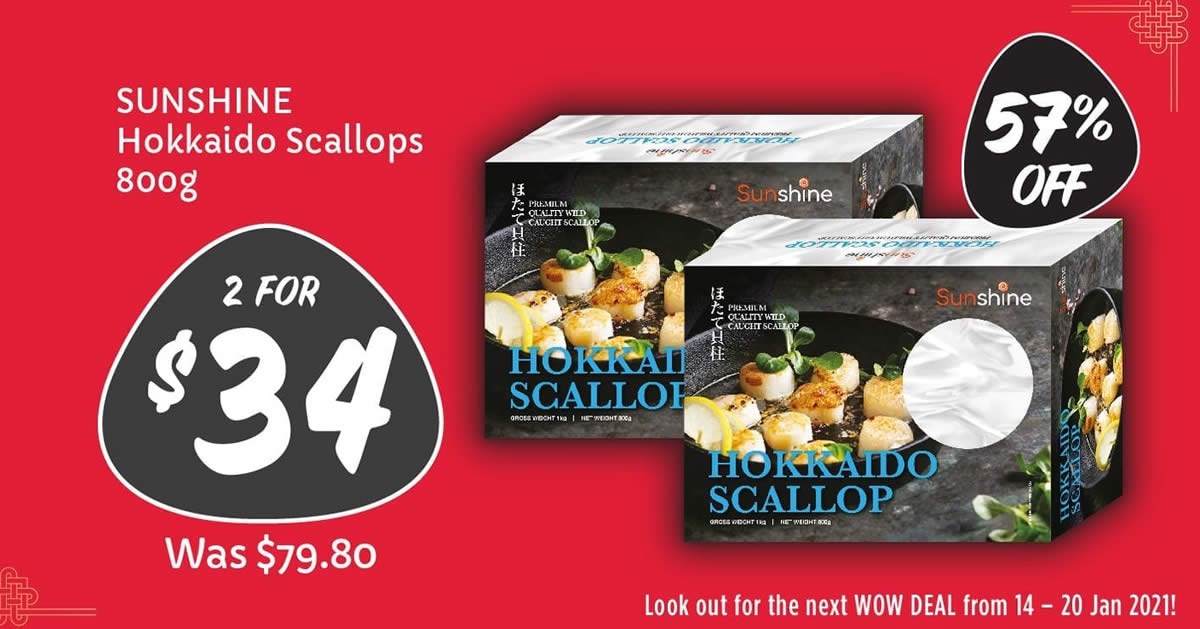 Giant is offering 2-for-$34 (usual $79.80) Hokkaido Scallops till 13 Jan  2021