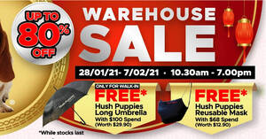 Featured image for (EXPIRED) Hush Puppies Apparel Up To 80% Off Warehouse Sale from 28 Jan – 7 Feb 2021