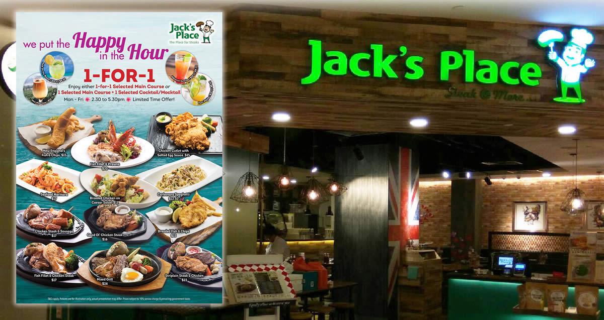 Featured image for Jack's Place: Enjoy 1-for-1 Selected Main Course from Mondays to Fridays, 2.30 - 5.30pm (From 4 Jan 2021)