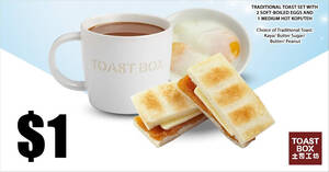 Featured image for Toast Box: $1 Traditional Toast Set for SAFRA members till 28 Feb 2021