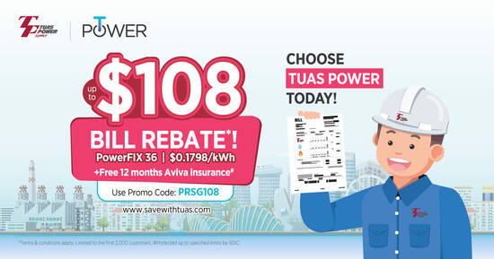 Enjoy Up to $108 Bill Rebate* Off Your SP Utilities Bill Now When You Sign Up Online with Tuas Power - 1