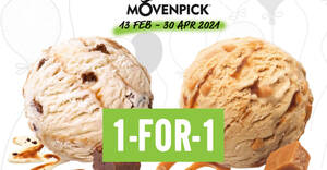 Featured image for 1-for-1 Movenpick Ice Cream (Somerset, Suntec, VivoCity) no min spend required till 30 April 2021