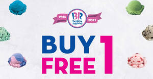 Featured image for (EXPIRED) Baskin-Robbins: FREE 1 Single Junior flavour of the day with every Single Regular scoop purchased till 30 Mar 2021