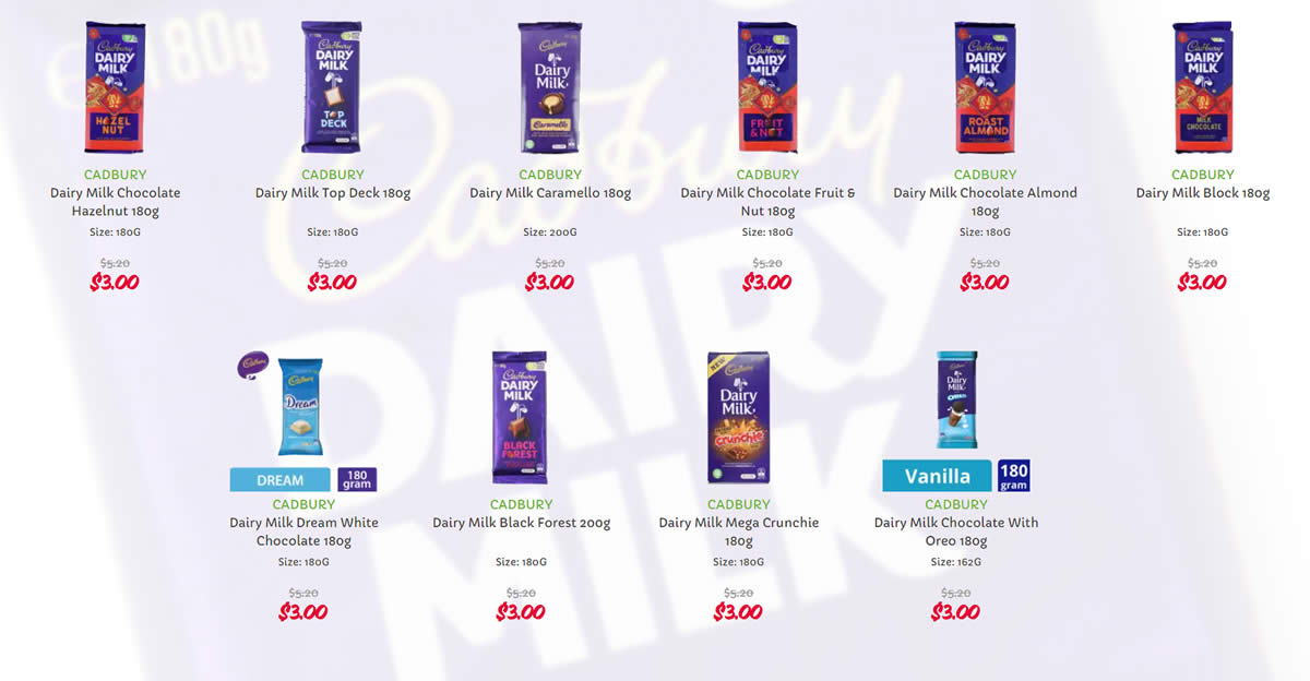 Featured image for Cadbury Chocolate Bars at $3 (usual $5.20), Twisties at 2-for-$3.95 (usual $5.70) and more at Giant till 3 Mar 2021