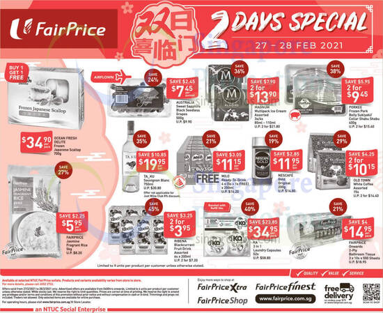 Fairprice 2days deals 27 Feb 2021