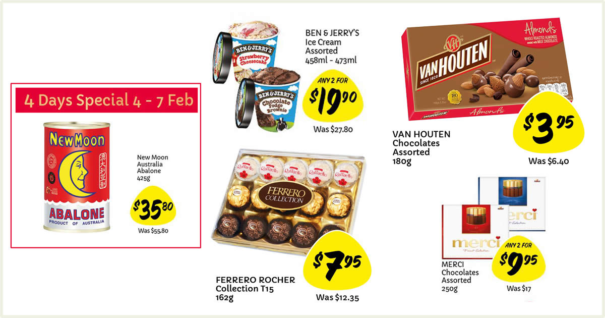 Featured image for Giant: $36 New Moon Australia Abalone, Ben & Jerry's 2-for-$19.90, Ferrero Rocher Collection & more valid till up to 11 Feb 2021