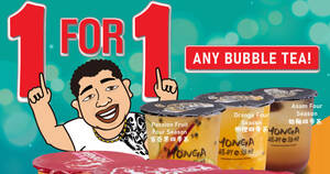 Featured image for Monga Singapore: 1 for 1 Fruity Bubble Tea for only $5.50 from 18 – 22 Feb 2021