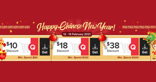Qoo10: CNY Super Sale – grab $10, $18 & $38 cart coupons daily till 14 Feb 2021 - 1