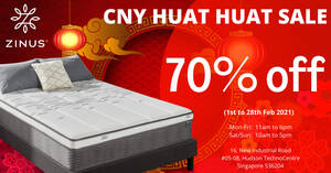 Featured image for (EXPIRED) Zinus CNY Huat Huat Sale! Up to 70% Off! (1st to 28th Feb 2021)