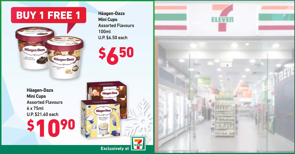 Featured image for 7-Eleven Ice Cream Specials: 1-for-1 Häagen-Dazs Mini Cups, 3 for $8.80 Magnum & More (From 23 Mar 2021)