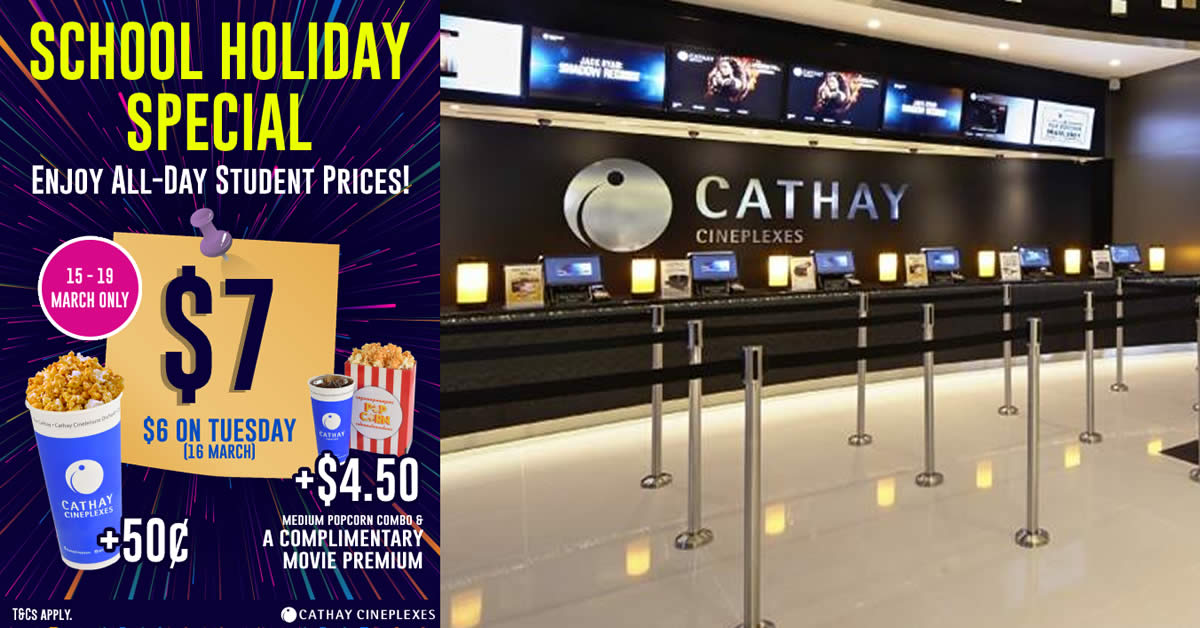 Featured image for Cathay Cineplexes is offering movie tickets from $6 - $7 for students till 19 March 2021