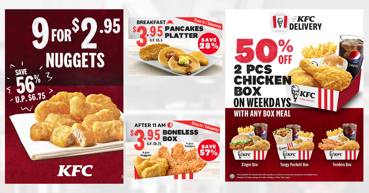 Featured image for KFC: $3.95 Boneless Box, $3.95 Pancakes Platter and more deals valid till 25 Mar 2021