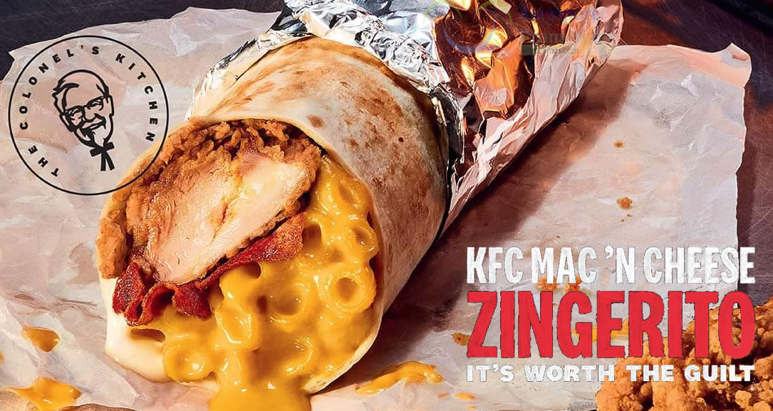 Featured image for KFC Mac 'N Cheese Zingerito is now available (From 10 March 2021)