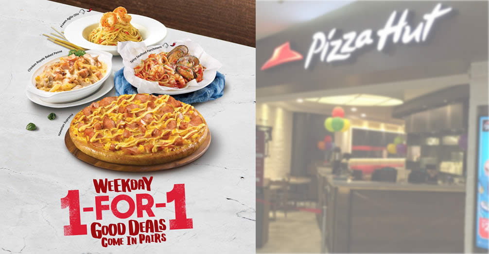 Featured image for Pizza Hut is offering 1-for-1 mains when you dine at their huts from 3pm - 10pm weekdays (From 9 Mar 2021)