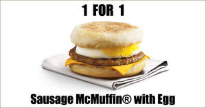 Featured image for McDonald’s S’pore 1-for-1 Sausage McMuffin® with Egg deal on 13 Dec means you pay only $1.95 each
