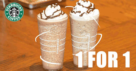 Featured image for Starbucks S'pore: Enjoy a 1-for-1 treat on selected beverages from 23 - 25 Mar when you pay with your Starbucks Card