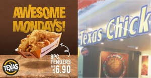 Featured image for Texas Chicken S’pore: Redeem 8pc Tenders for only $6.90 every Monday till 26 April 2021