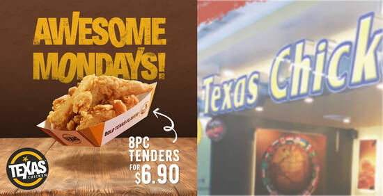 Featured image for Texas Chicken S'pore: Redeem 8pc Tenders for only $6.90 every Monday till 26 April 2021