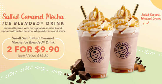 Featured image for The Coffee Bean & Tea Leaf S'pore launches new Salted Caramel Mocha Ice Blended drink from 29 Mar 2021