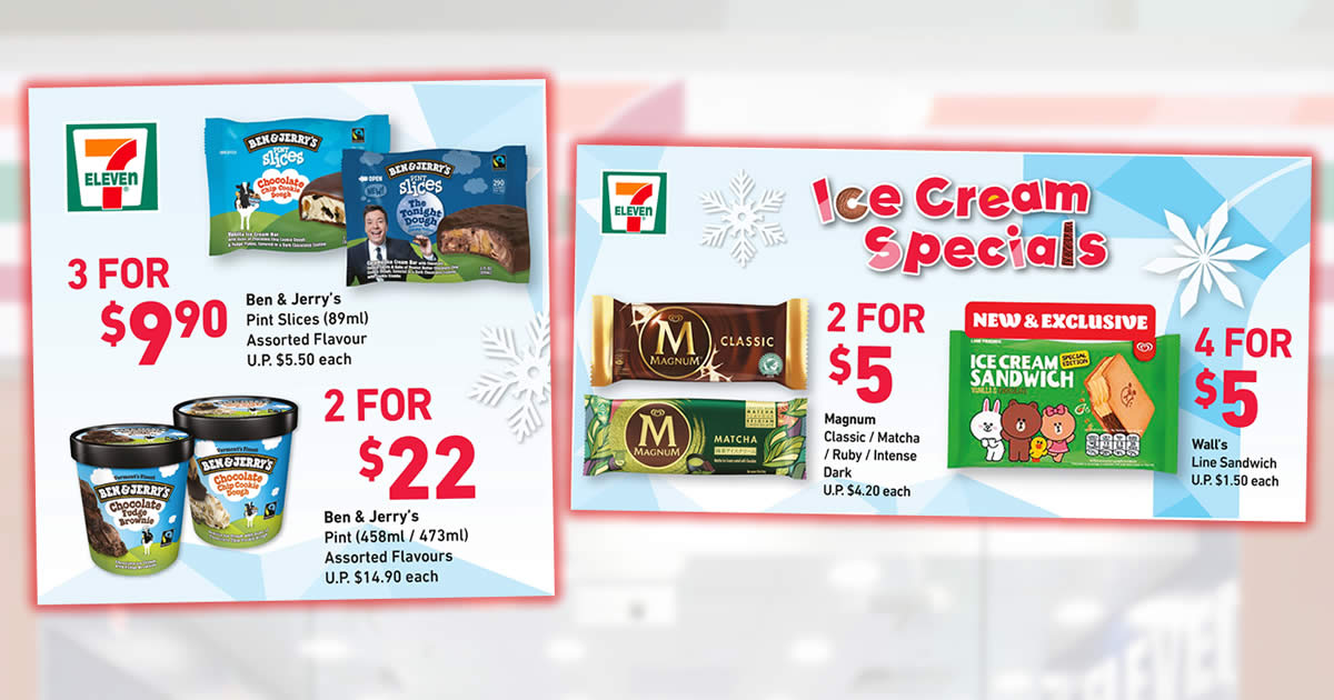Featured image for 7-Eleven's ice cream specials: Magnum 2-for-$5, Häagen-Dazs Stickbar 3-for-$9.90 & more till 8 Jun 2021