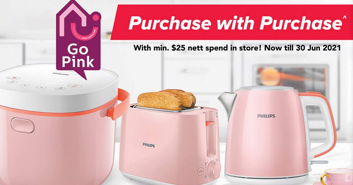 Featured image for Fairprice is offering pink Philips small appliances at up to 57% off with min $25 spend till 30 June 2021