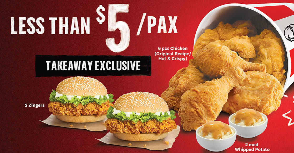 Featured image for KFC S'pore is offering a $19.95 Feast for 4 (usual $38) takeaway deal for a limited time from 24 May 2021