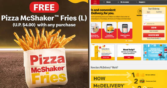 Featured image for McDelivery S'pore: Free Pizza McShaker™ Fries with any purchase till 19 May 2021