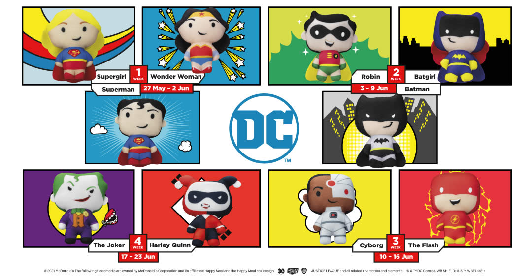 Featured image for McDonald's S'pore latest Happy Meal toys features DC Superheros till 23 Jun 2021