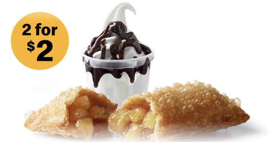 McDonald’s S’pore: 2 for $2 deal consisting of Hot Fudge Sundae + Apple Pie till 6 March 2022 - 1