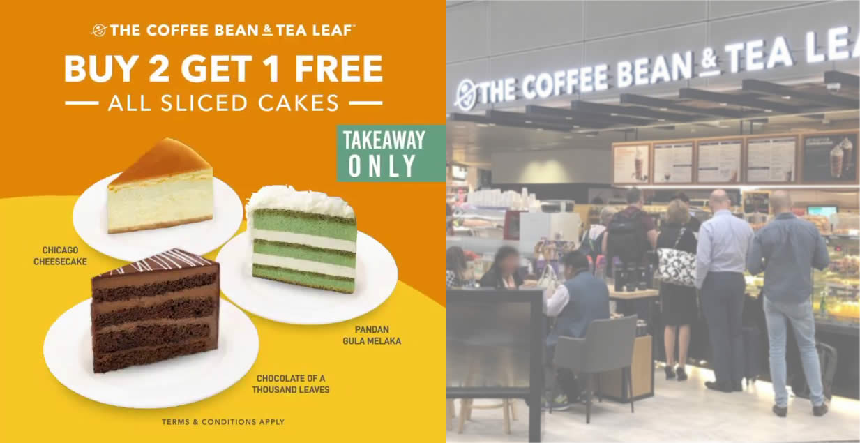 Featured image for The Coffee Bean & Tea Leaf S'pore is offering Buy-2-Get-1-Free all sliced cakes from 7 May 2021