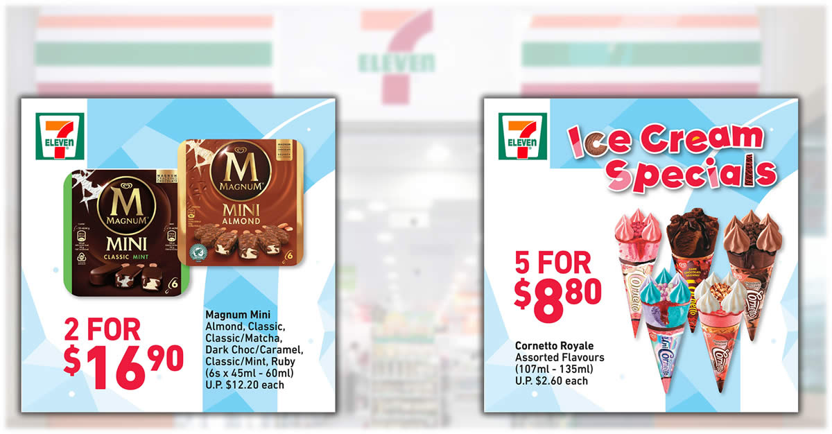 Featured image for 7-Eleven Ice Cream Specials: Cornetto Royale 5-for-$8.80, 3-for-$9.90 Haagen Dazs Stickbars & more (From 10 June 2021)