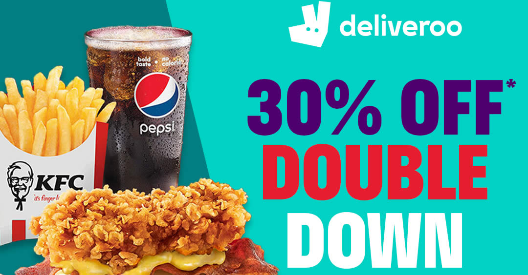 Featured image for Deliveroo: Enjoy 30% off the entire KFC Zinger Double Down range from 25 June 2021