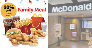 Featured image for (EXPIRED) McDonald’s S’pore: 20% off 9pc Chicken McNuggets Family Meal (U. P. from $19.30) till 13 June 2021