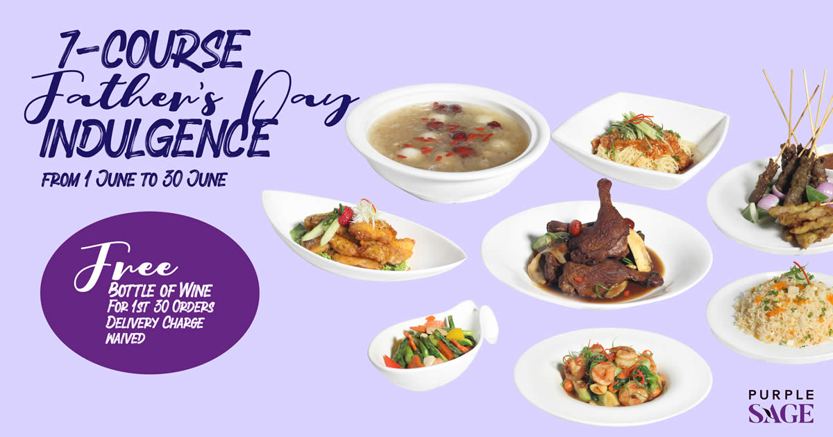 Featured image for Purple Sage Group has launched 7 course Indulgence menu fr S$149+ for June. Early Birds enjoy 1 FREE BOTTLE of WINE!