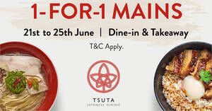 Featured image for (EXPIRED) Tsuta is offering 1-for-1 mains from 21 – 25 June 2021