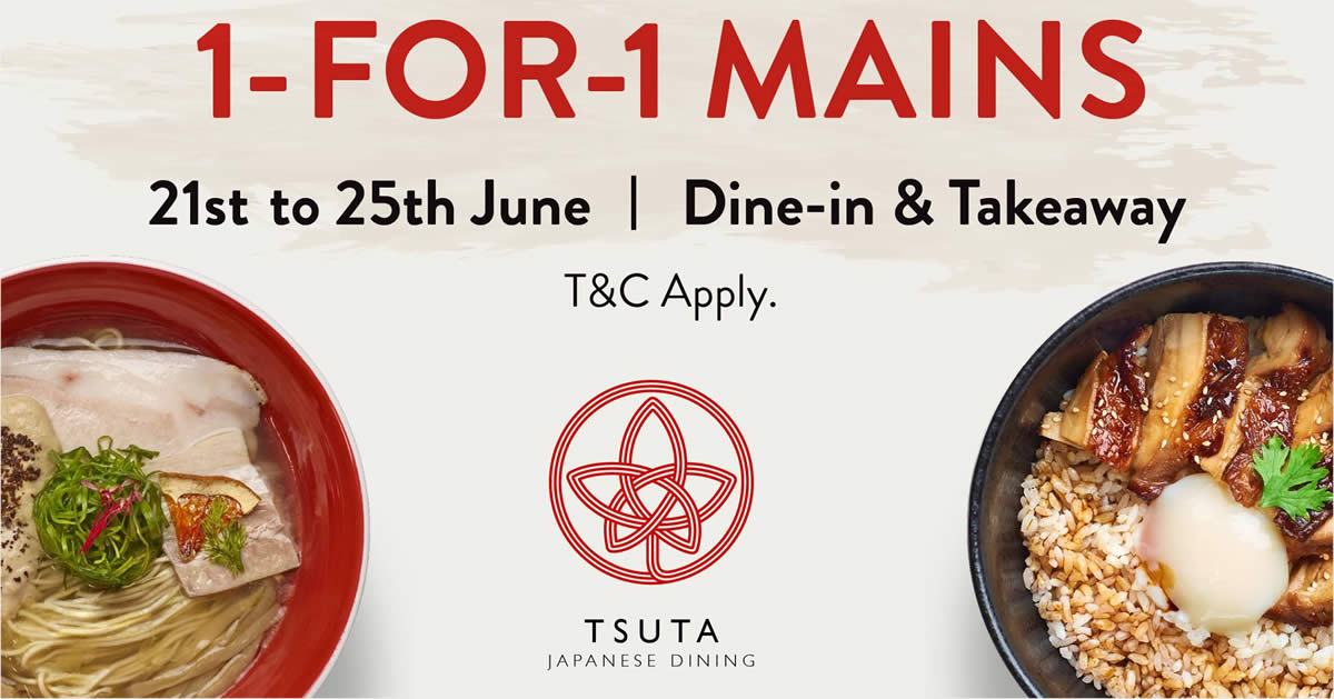 Featured image for Tsuta is offering 1-for-1 mains from 21 - 25 June 2021