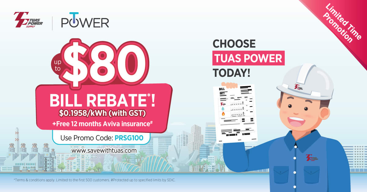 Featured image for Enjoy Up to $80 Bill Rebate* Off Your SP Utilities Bill and Save More on Your Electricity with Tuas Power this June