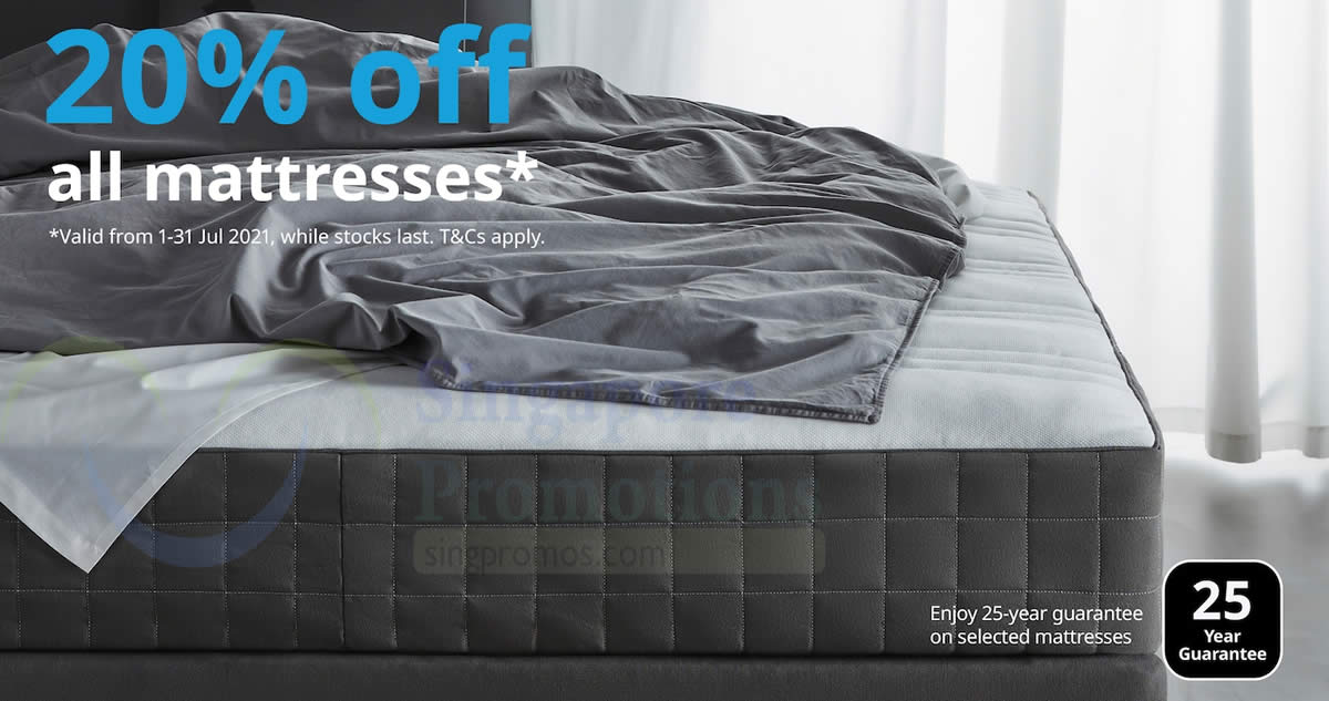 Featured image for IKEA S'pore: 20% off almost all mattresses till 25 Aug 2021