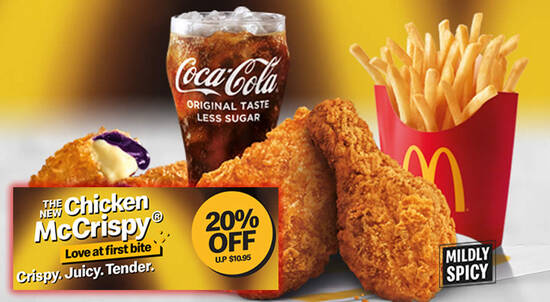 Featured image for McDelivery S'pore: Enjoy 20% off Chicken McCrispy® Feast with this code valid till 21 July 2021