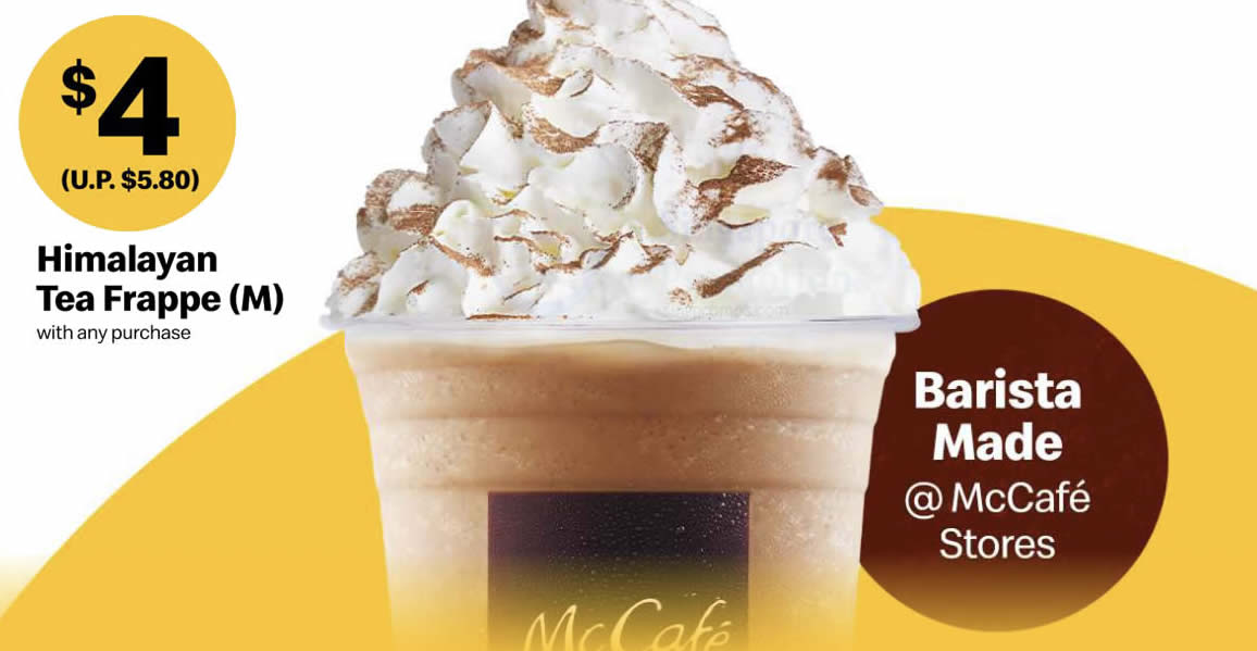 Featured image for McDonald's S'pore: $4 (U.P. $5.80) Himalayan Tea Frappe (M) with any purchase at McCafe outlets till 31 July 2021