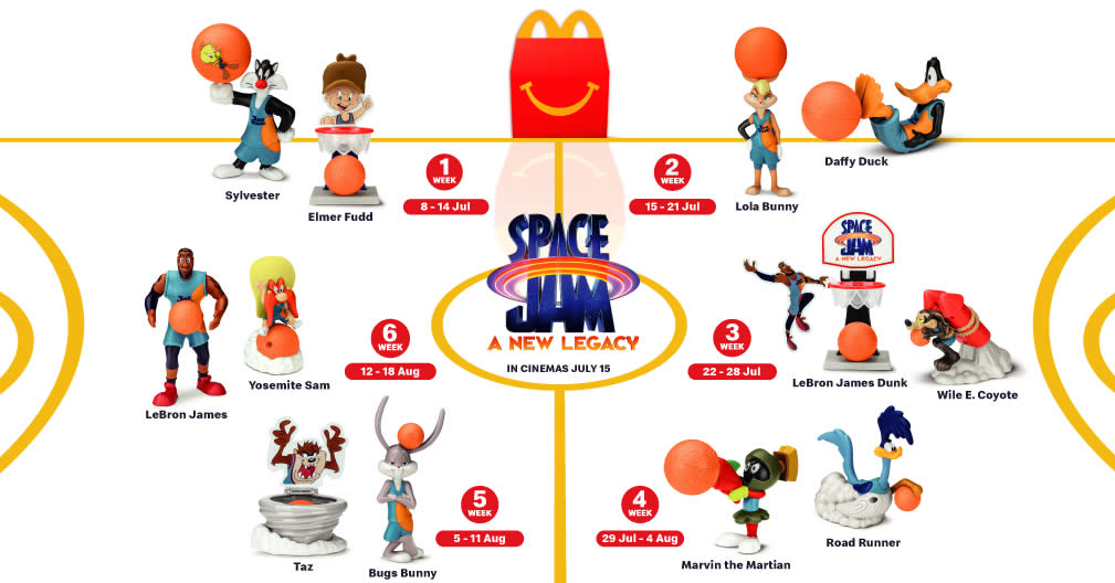 Featured image for McDonald's S'pore latest Happy Meal toys features Space Jam till 18 Aug 2021