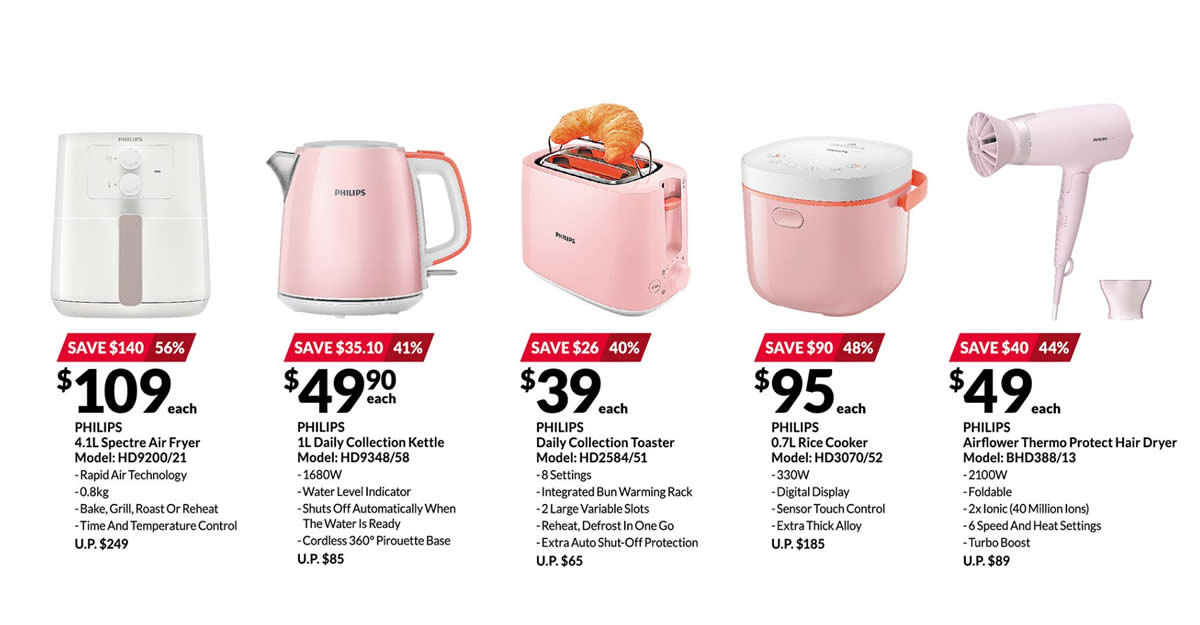Featured image for Fairprice Xtra is offering pink Philips small appliances at up to 57% off till 4 Aug 2021