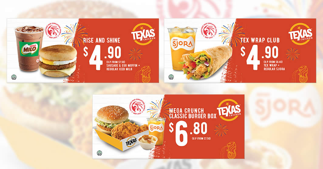 Featured image for Texas Chicken S'pore NDP ecoupons valid till 31 Oct 2021