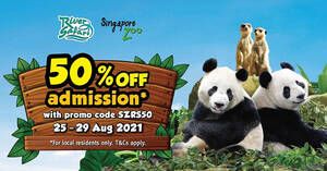 Featured image for 50% off Singapore Zoo and/or River Safari admission Flash Sale (for visits up to 22 Nov) till 29 Aug 2021