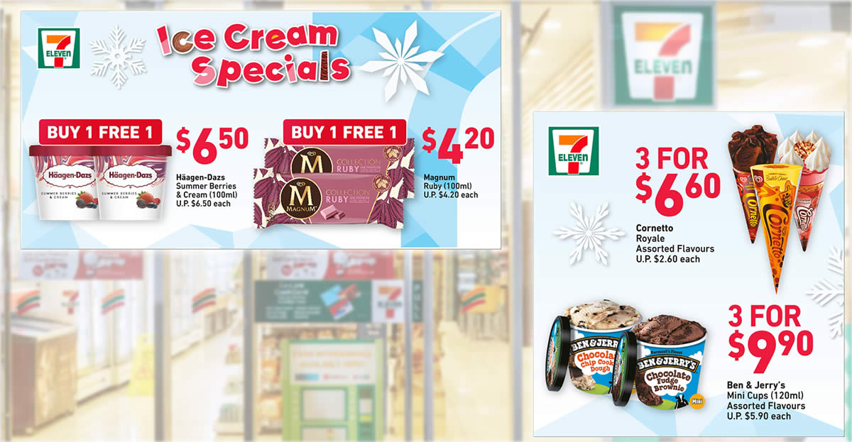 Featured image for 7-Eleven S'pore: 1-for-1 Magnum Ruby, Haagen-Dazs Summer Berries & Cream and other deals till 31 Aug 2021